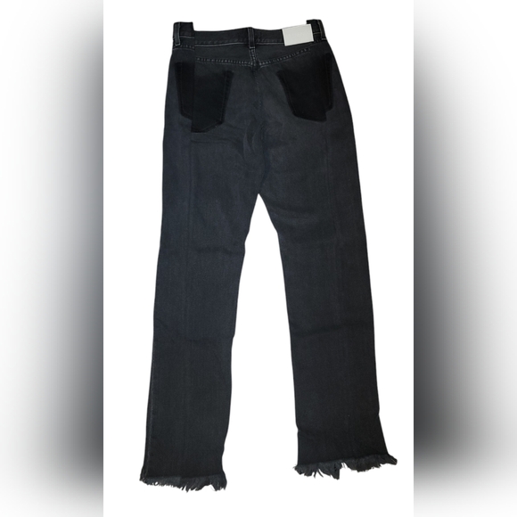 NWT EB Denim Straight Leg Split Hem Black Wash Jeans Size 27 - Picture 2 of 14